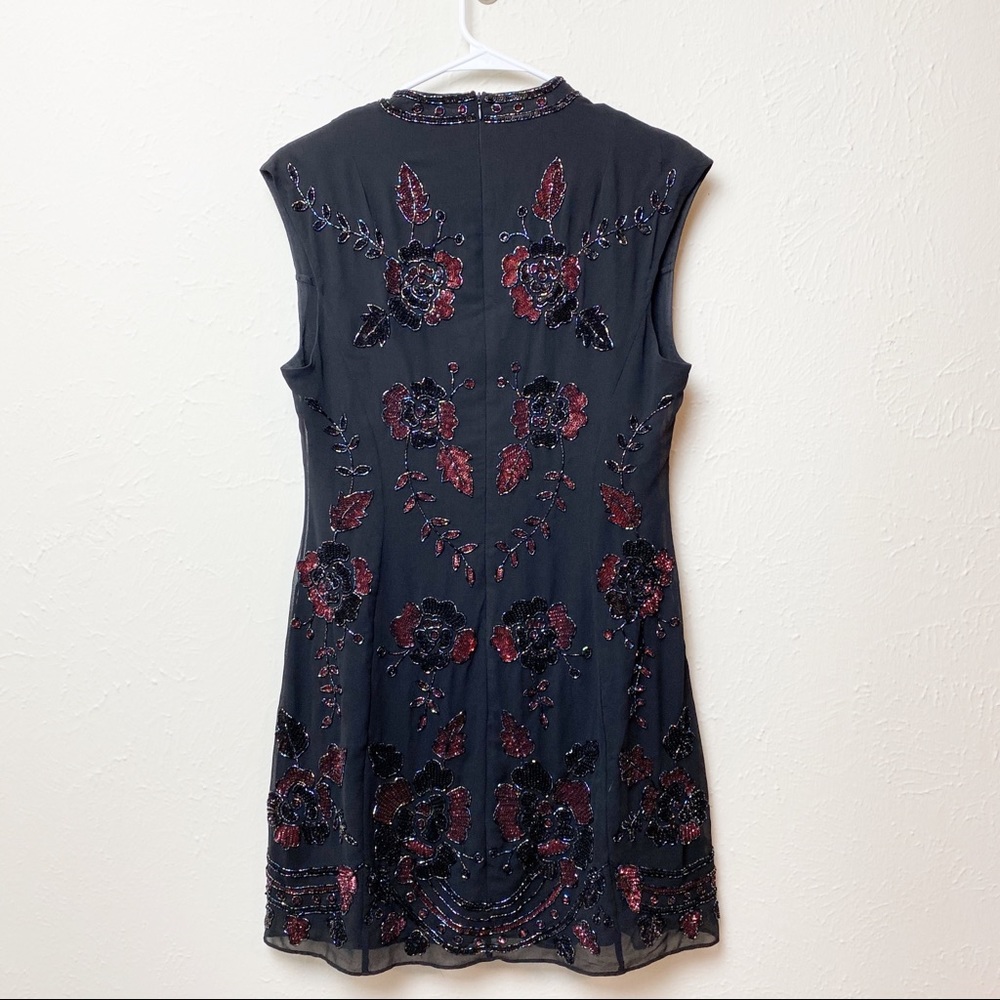 Needle & Thread Black Rose Etch Beaded Dress 8 - Picture 5 of 5